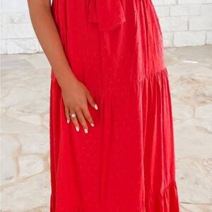 Boutique Red Strapless Maxi Dress